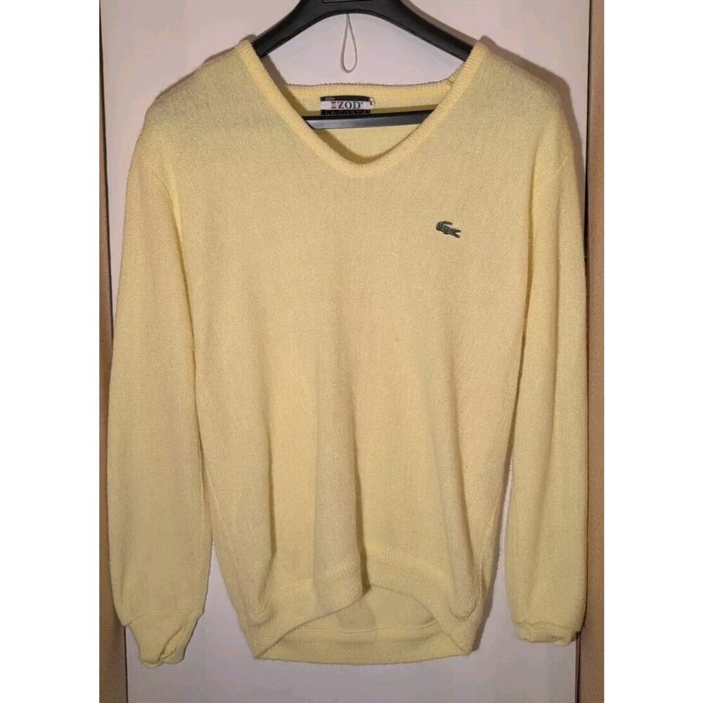 Vintage Izod Lacoste Sweater - Pale Yellow - Size Men's Medium